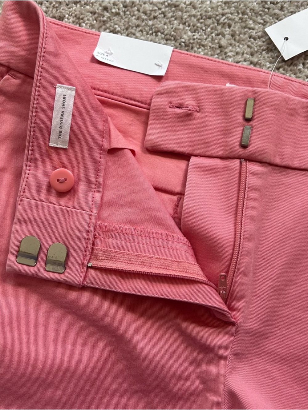 NWT LOFT The Riviera Short Pink Coral Chino Shorts Size 4 4" Inseam - Picture 7 of 12